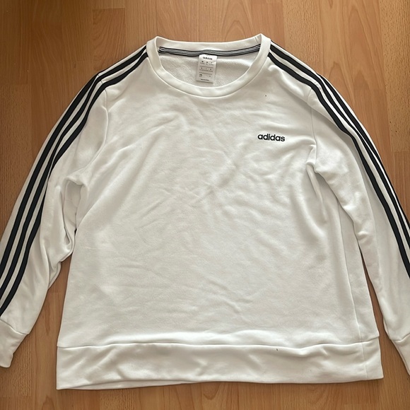 Adidas womens 3 stripe white and black sweatshirt - Picture 1 of 2